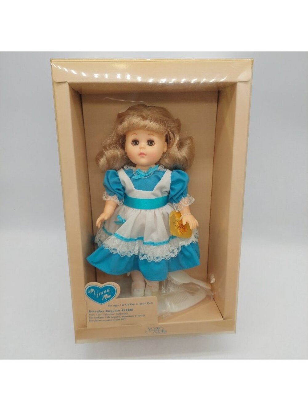 Dakin Ginny Doll “December” Original Dress Tights Shoes Hard Plastic 1984 In Box